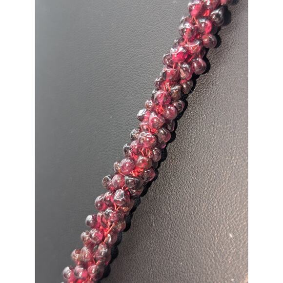 Estate Vintage Woven Rope Purple Garnet Seed Bead 25" No Clasp Necklace - Picture 3 of 7